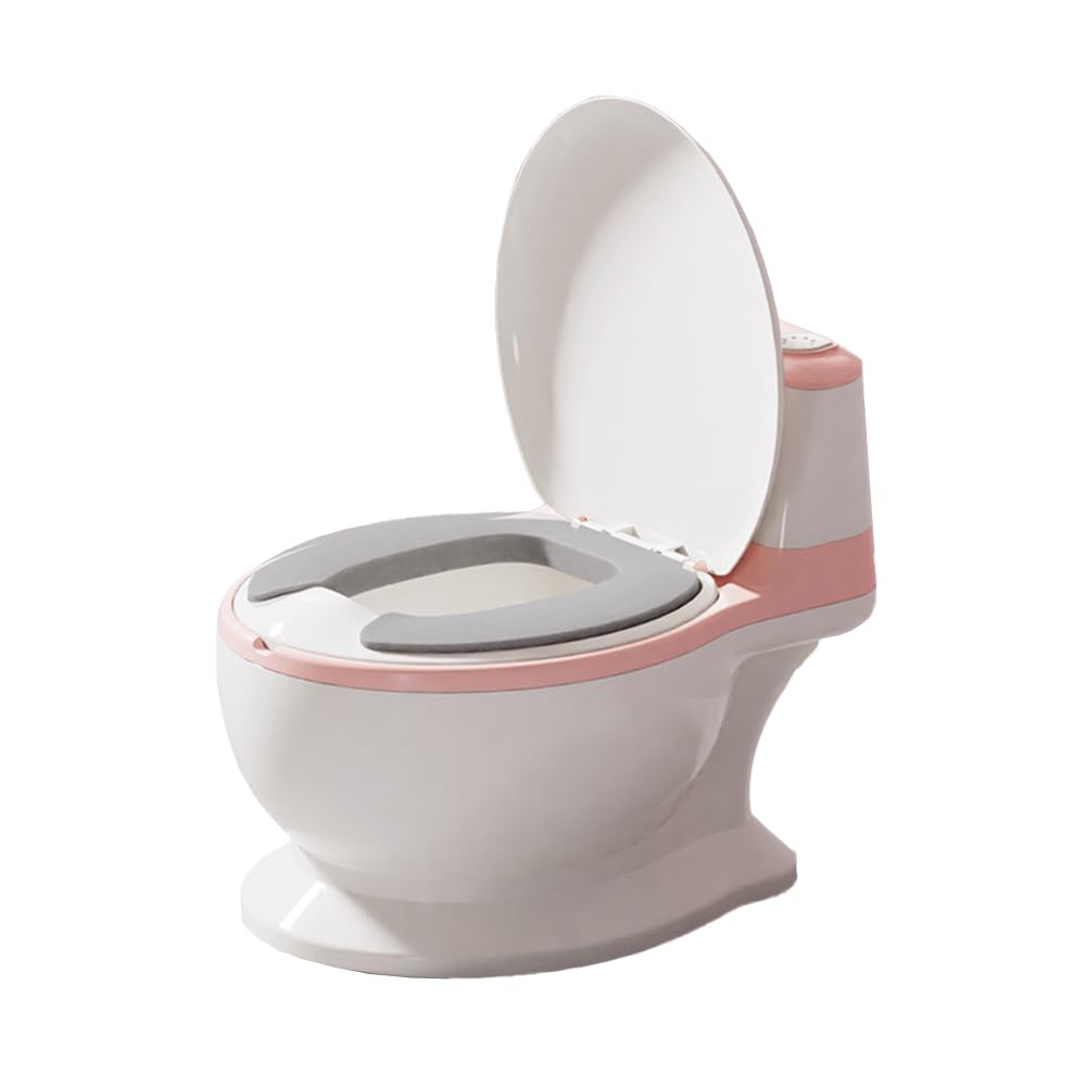 Ccarzzi Toddler Potty Training Baby Potty Toilet with Soft PU Cushion, Toilet Paper Storage Compartment, Cleaning Brush, Load-Bearing Capacity 40KG, for Boys and Girls (Pink)