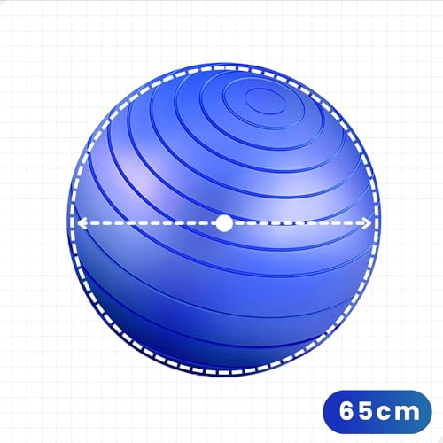 Bola Pilates 65cm Suíça Yoga Ginástica Exercícios Versáteis p/Equilíbrio e Fortalecimento (Azul)
