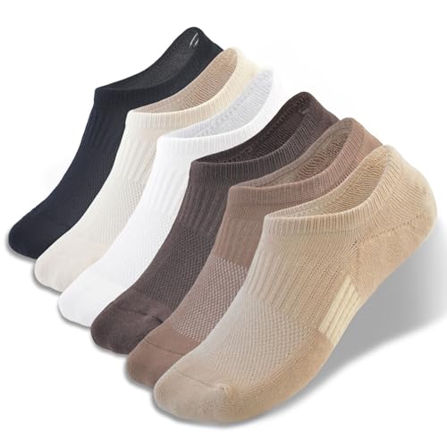 Image of EPEIUS Thick No Show Socks for Women Athletic Ankle Socks Cushioned Running Low Cut Non Slip Footies 3 /6 Pairs