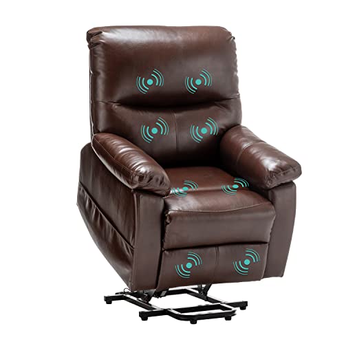 Erinnyees Faux Leather Massage Lift Chair For Elderly, Silent Motor With Handy Remote, Breathable And Soft Faux Leather With Side Pocket, Living Room Sofa Chair Massage（Brown）… #TOP3