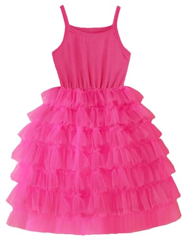 Image of GSVIBK Baby Girls Tutu Dress Sleeveless Toddler Cotton Tulle Skirt Princess Party Prom Dresses