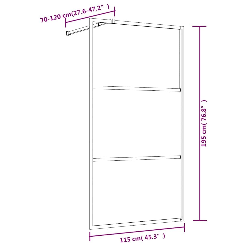 Mampara de ducha de cristal templado transparente dorado de 113 a 115 x 195 cm, 5 mm, con 3 paneles y perfil ajustable, protección contra salpicaduras
