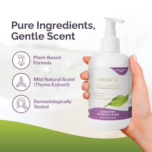 Image of Organyc Feminine Wash for Incontinence, Gentle Intimate Wash for Women with Thyme Extract, Feminine Hygiene Supplies, 8.5 fl oz