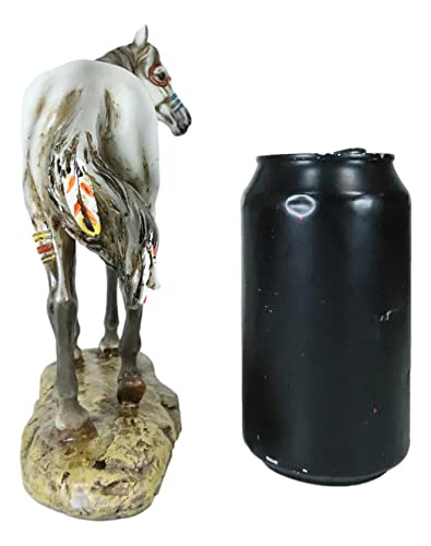 Ebros Equestrian Tribal Beauty Medicine Spirit Horse Hand Crafted Statue 8" High Native American Indian Symbols Sun Palm Feathers Stallion Animal Decor Sculpture #TOP7