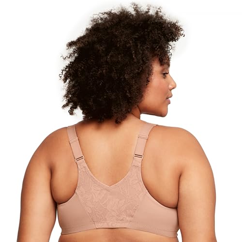 Glamorise Damski Plus Size Lacey T-Back Wonderwire Biustonosz Fiszbiny #9246, Cappuccino, 75D