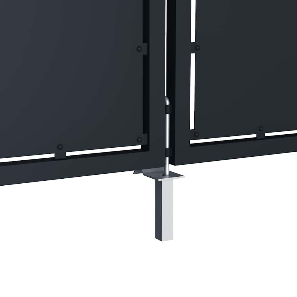 Brama ogrodowa ze stali antracytowej, 300 x 175 cm, regulowana szerokość 305-310 cm, zamykana brama podwórza z zamkiem, uchwytem i trzpieniem uziemiającym, nowoczesna brama kratkowa do ogrodu i na