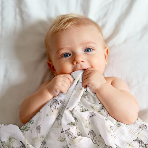 Image of Muslin Swaddle Blankets for Newborn, 3 Pack Breathable Soft Receiving Blanket, Large 38 x 40 inches Swaddle Wrap Burping Clothes, Essentials Infant Shower Items, Toddler Gift (Lovely Zebra)