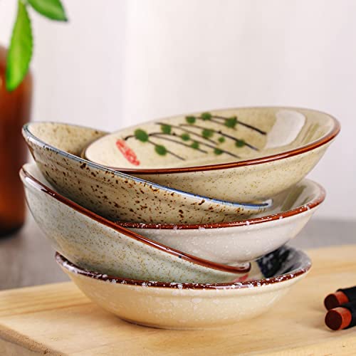 WHJY Japanese Retro Porcelain Side Dish Ceramic Side Dishes Bowl Seasoning Dishes Soy Dipping Sauce Dishes - Set of 5 - Image 4