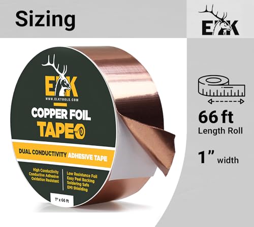 ELK Copper Foil Tape 2 Pack - 2” x 33ft - with Conductive Adhesive for Guitar, Crafts, Electrical Repairs and Grounding - Conductive Copper Tape