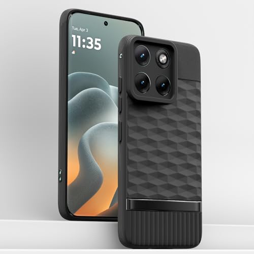 Image of Pikkme Back Cover for Motorola Moto Edge 70 Fusion 5G Camera Protection 3D Hexa Cube Design Silicone Protective Bumper Case (Black)