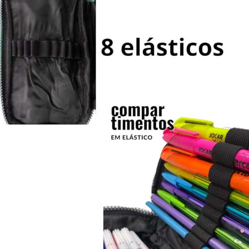 Estojo Escolar Feminino Masculino Espaçoso com Ziper Resistente Papelaria Fofa Infantil Lápis Aponta