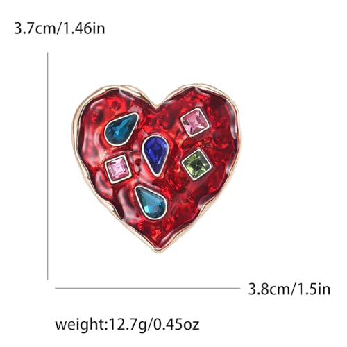 Image of Fashionable Rhinestone Enamel Love Brooch for Women Heart Brooch Dress Suit Pin Accessories Valentine's Day Gift