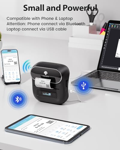 Image of Phomemo M220 Label Maker,3.14 inch Bluetooth Thermal Printer with 3 Label | 2200mAh Battery, iOS /Android Compatible, for Small Business Home Office Organization & Barcodes