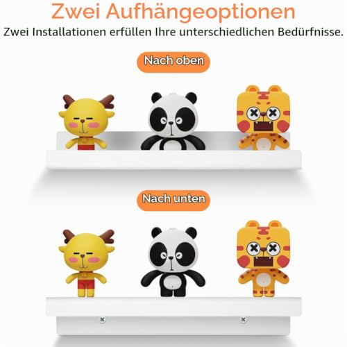 AYESY Schweberegal, 3er Set Wandregal, Wandboard Weiss, 30 cm Weiß Acryl Regal Wand, Hängeregal Dekorative Wandregale für Wohnzimmer… – Ansicht 3