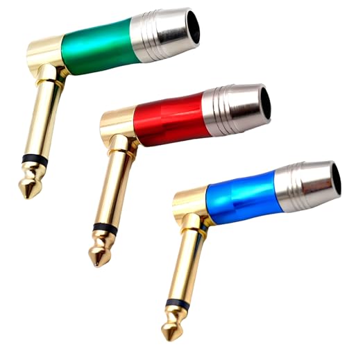 Conector de audio 6.35mm TS Mono ángulo 90°, 3 unidades