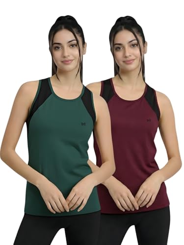 Image of White Moon Women's Gym Tank Top Combo | Pack of 2 Sleeveless Sports T-Shirts for Running, Training & Yoga
