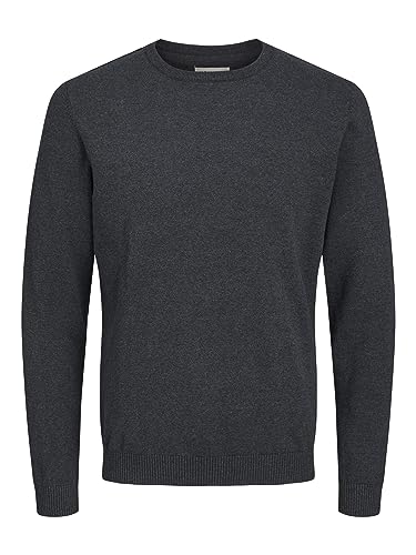 JACK & JONES Herren Basic Knit Crew Neck Pullover - Dark Grau Melange - XL