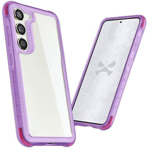 Image of Ghostek Covert Clear Galaxy S23 Phone Case with Military Grade Shockproof Protection, Non-Slip Grip, Protective Silicone Cover Designed for 2023 Samsung S23 (6.1 inch) (Purple)