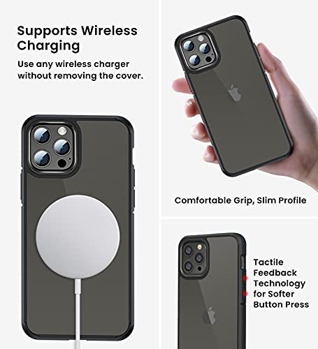 Image of Golden Sand for Apple iPhone 13 Pro Max Case - Ice Crystal Hybrid Scratch-Resistant, Shockproof Slim Back Cover, Transparent PC Military Grade TPU, Graphite Black
