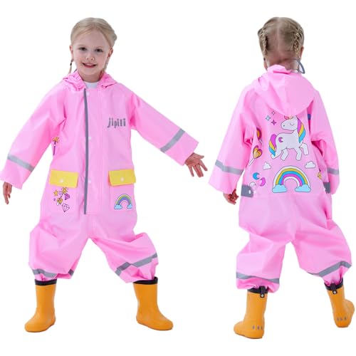 Kids Raincoat, Puddle Suit Girls Boys All in One Waterproof Rainsuit Reusable4