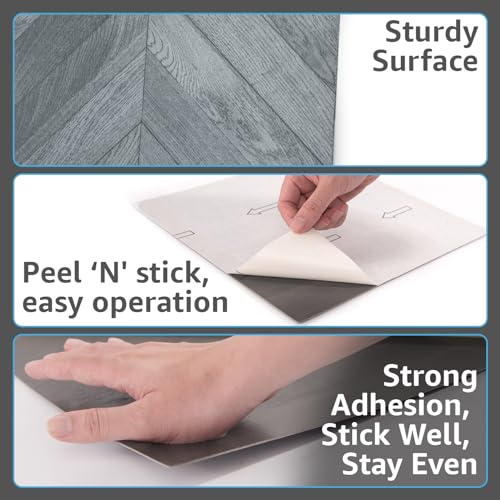 image for Art3d 30-Pack Herringbone Peel and Stick Vinyl Floor Tiles, 12