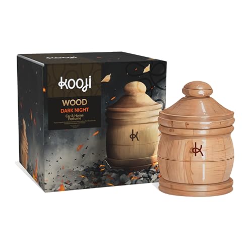 Image of Kooji Wood - Dark Night - Car & Home Perfume - 12ml | Premium Freshener - Burning Embers, Smoldering Coal, Oud & Rose Notes - 100% Indian Ingredients - Long-Lasting Aroma - Up to 90 Days