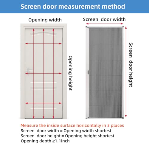 ROOMNEST No-Drilling Retractable Screen Door, Folding Door with Aluminum Frame and Durable Mesh, Keeps Bugs Out, for Single or Double Door Customize Size(White