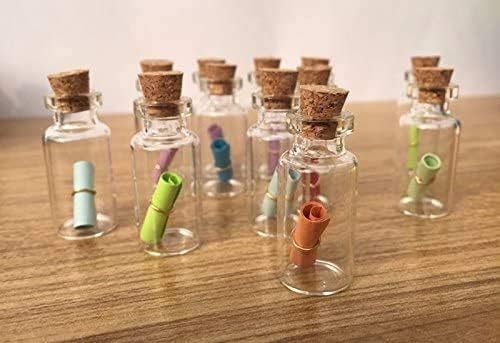 Image of Mini Clear Glass Wish Bottles with Cork Stopper, 1ml Mini Message Bottle, Tiny Glass Bottles With Wood Cork Empty Small Containers for Crafts & Decorations 4 cm (Pack of 20)