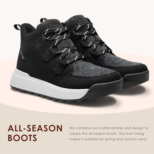 Women's Winter Warm Snow Boots for Women Comfortable Water-Resistant Womens Ankle Boots Fashion Booties(black,7.5)4