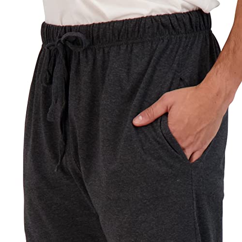 Real Essentials 3 Pack: Men's Cotton Jersey Soft Jogger Sleep Lounge Pajama Drawstring & Pockets (Available in Big & Tall)3