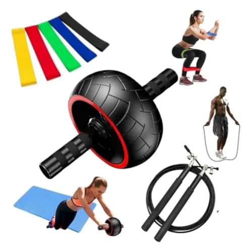 Kit Aparelho Roda Exercício 5 Circulares Elástico E Corda Speed D...