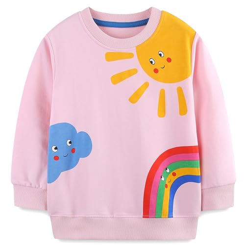 AMIYAN Toddler Boys Sweatshirts Cotton Long Sleeve Pullover Girls Crewneck Tops Cartoon Sport Shirts for Kids 2-6Y