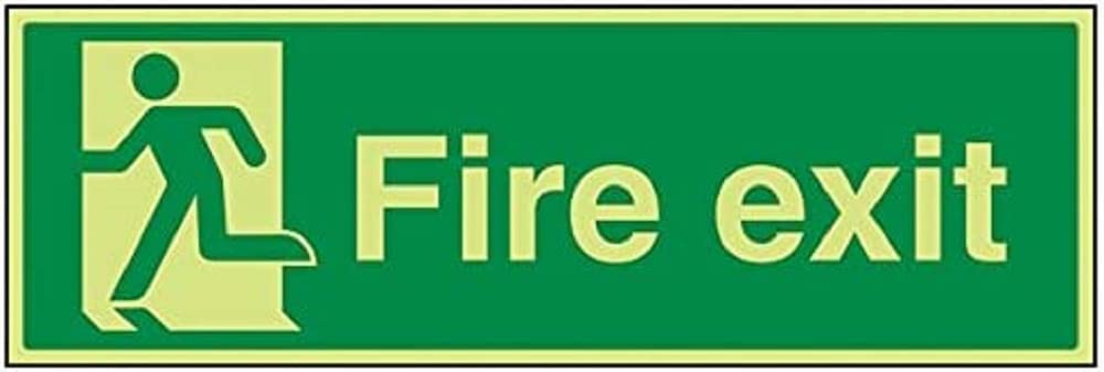 V Safety Glow In The Dark Final Fire Exit Man Left Sign - 600mm x 200mm - Rigid Plastic