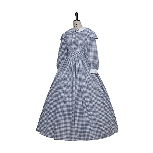 Women's Civil War Dress Vintage Costumes Medieval Victorian Rococo Plaid Ball Gown Inspiration Maiden Costume (L, Gray) #TOP1