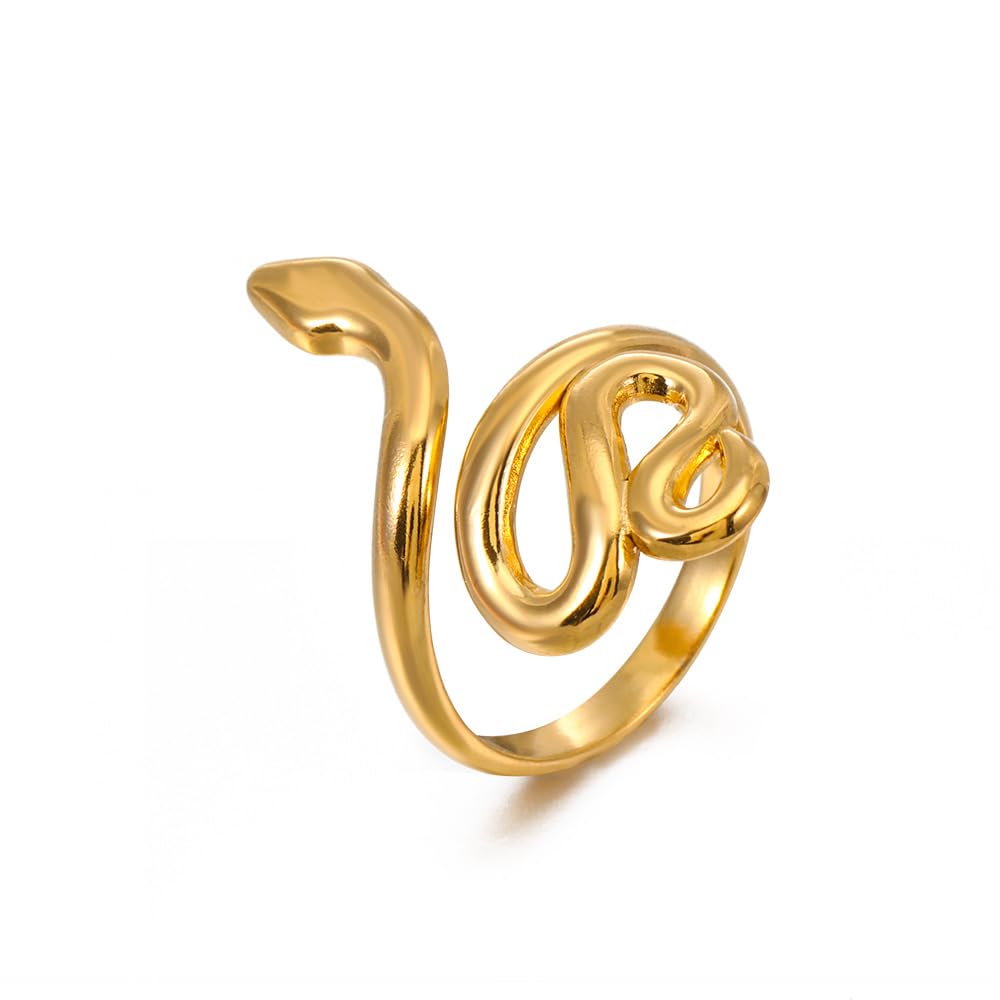 Gold Snake Ring for Women Adjustable Snake Ring Cute Animal Jewelry for Halloween Christmas Gift