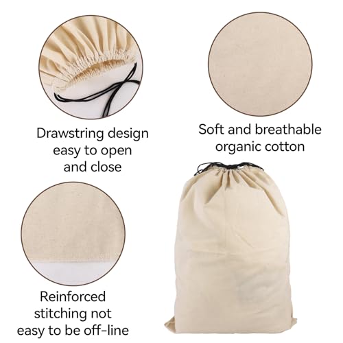 Klmnop 5 Pack Organic Cotton Breathable Dust Storage Bags for Handbags, Large Purse Storage Pouch with Blank Hang Tags, Expensive Handbags & Shoes Organizer For Closet, Travel(26 × 20 Inch, Beige)4