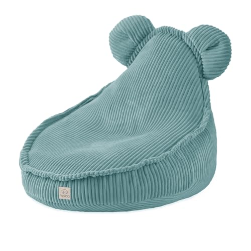 MISIOO Pouf Huggy Bear - Fauteuil pour Enfant en Velours Côtelé - Idéal pour la Chambre - Facile à Laver - Léger et Élégant - 68 x 45 cm - Bleu