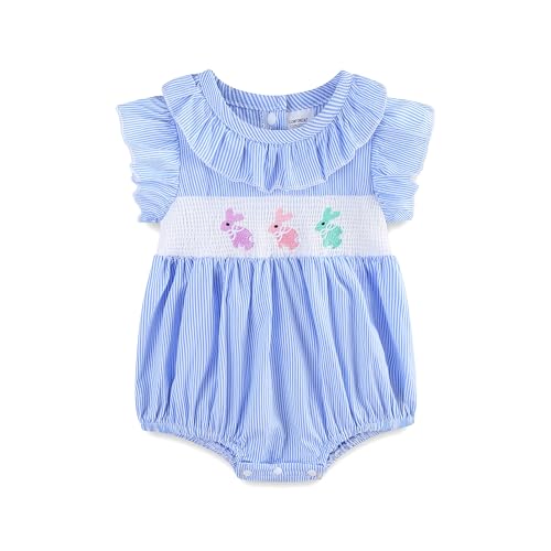 Hikido Easter Baby Girl Outfit 12 Month Easter Baby Girl Onesie 12 Months Bunny Romper Short Sleeve Jumpsuit Summer Outfit Cute Infant Clothing Blue