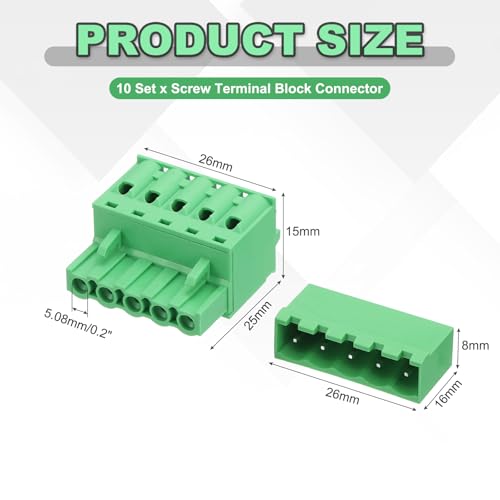 Conector bloque de terminales de tornillo de 5,08 mm para PCB y cables 28-10 AWG 2