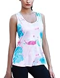 COOrun Yoga Shirts for Women Sports Clothes Fitness Tank Top Sleeveless Tops Open Back Tie Dye Yoga Shirts Plus Size