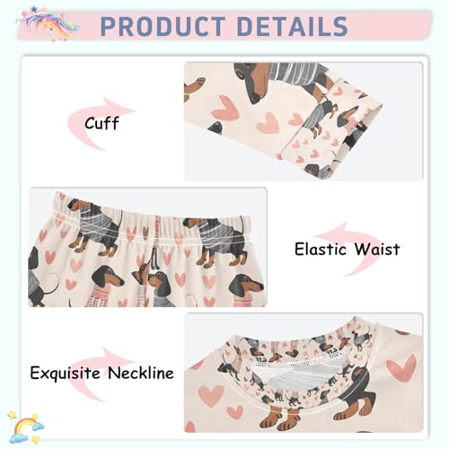 senya Cute Dachshunds in Heart Pajamas Set Long Sleeve Soft Cotton Sleepwear 2 Piece4