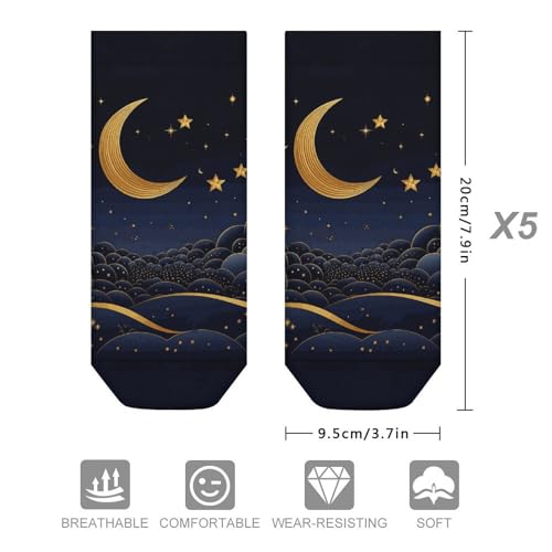 Stars And Moon Socks No Show Socks Low Cut Anti-Slid Athletic Casual Invisible Liner Socks Unisex2