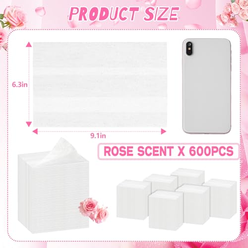 Image of 600 Count Dryer Sheets Bulk Fabric Softener Rose Scent Dryer Sheets Naturally Softens and Removes Static Cling, Ideal for Large Households, Sensitive Skin