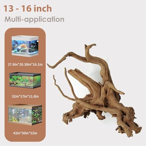 Image of Jorewood Natural Large Spiderwood Driftwood for Aquarium Decor Rptile Fish Tank Decoration Assort Branch 13-16'' Pack of 1