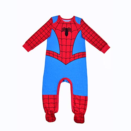 Marvel Spider-Man Boys Long Sleeve Footie Romper and Hat Set for Newborns and Infants2