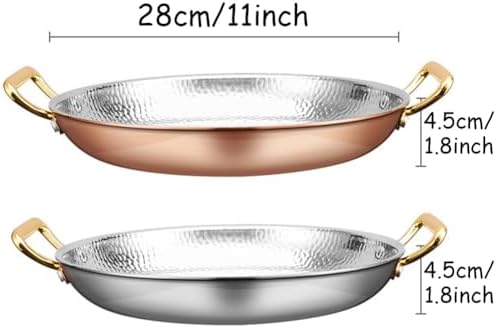 Stainless Steel Round Spanish Paella Pan with Riveted Handle - Nonstick, Induction Ready, Ideal for Outdoor Camping & Parties, Dishwasher Safe, 18-inch Size