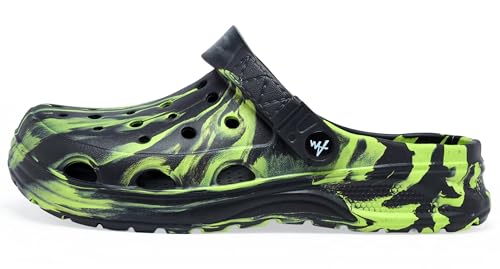 Amsatas Men and Women Unisex Garden Marble Pattern Clogs Shoes Black and Green43