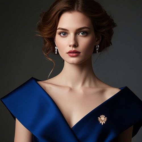 Image of Rhinestone Brooch Pin for Women Elegant Crystal Flower Bouquet Brooches Lapel Pin Wedding Party Dress Accessories for Wife Mom Birthday Gifts