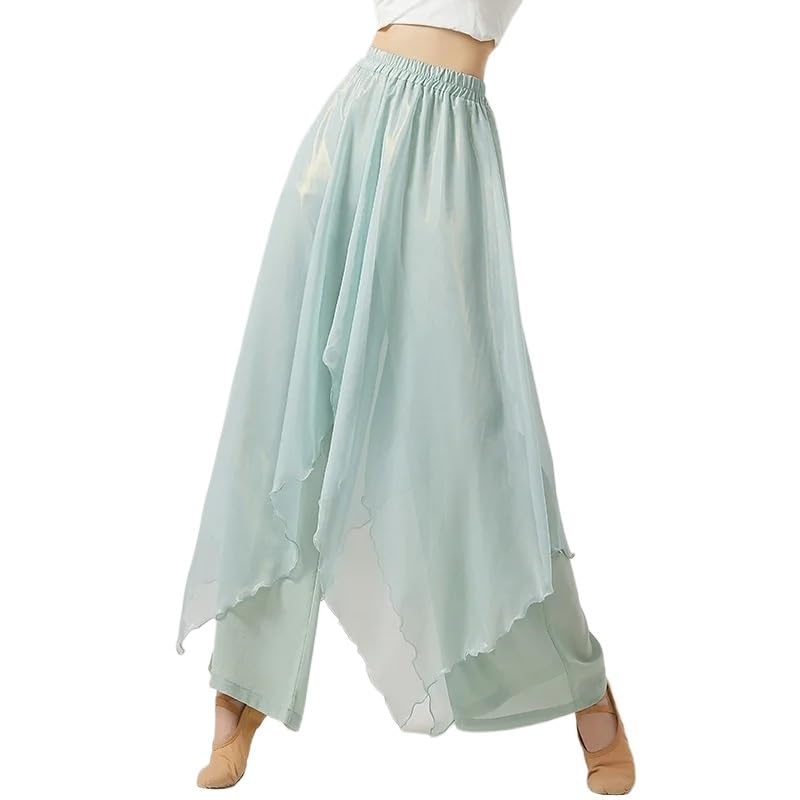 Trajes de baile holgados de doble capa suelta y pierna ancha para mujer