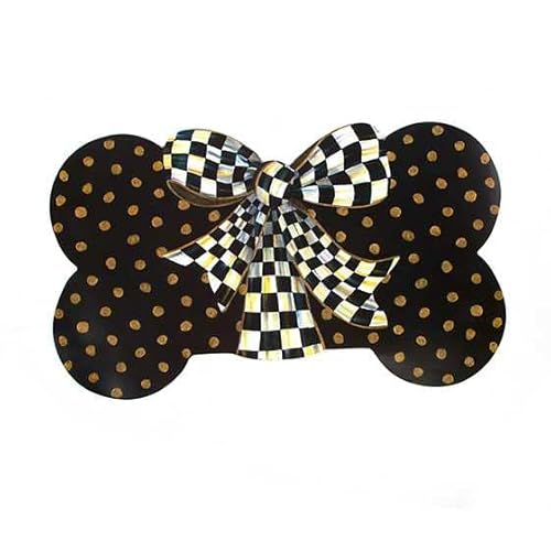 MACKENZIE-CHILDS Pup Placemat, Cute Pet-Food Mat for Dog Bowls and Cat Bowls, Courtly Bow